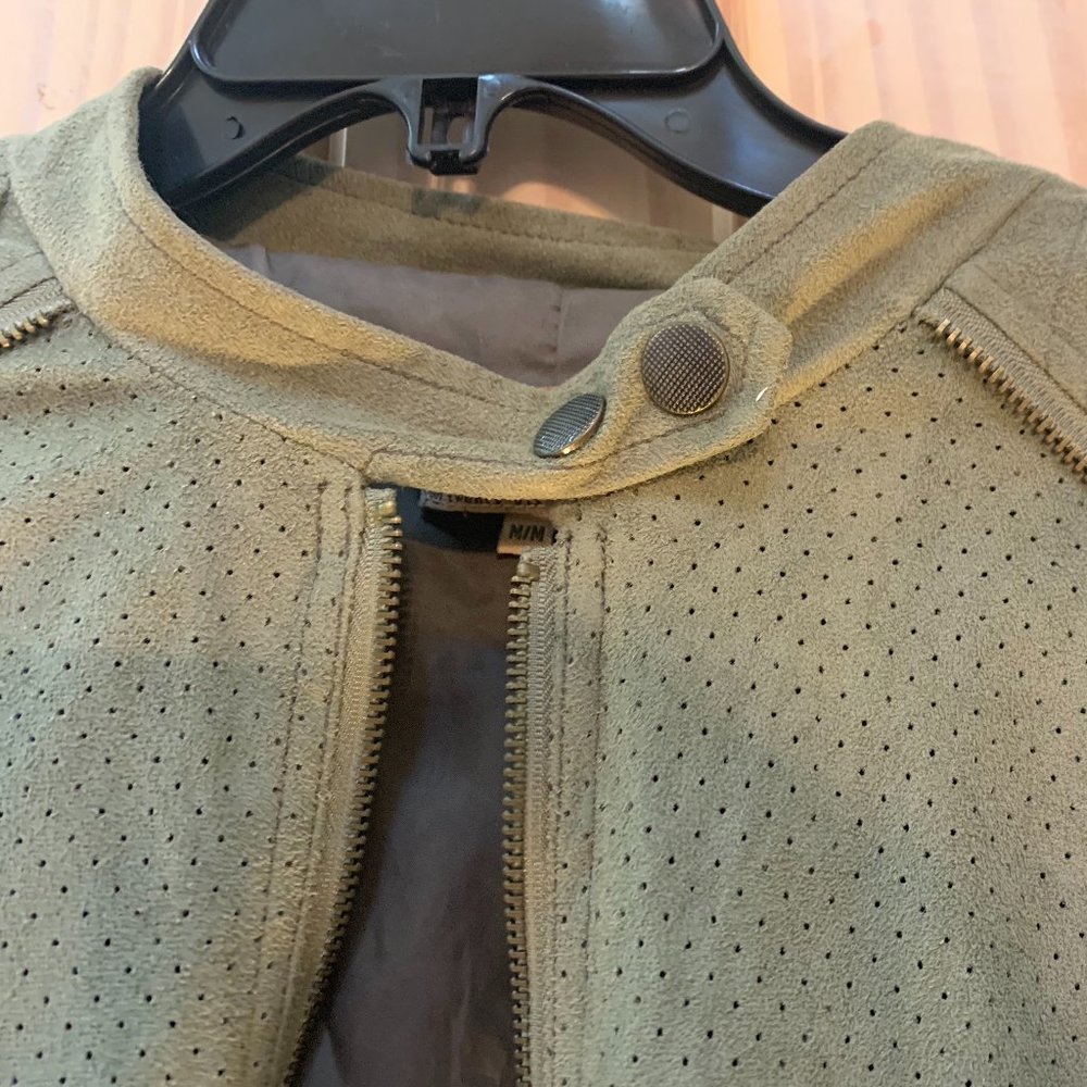 Light Green Green Faux Suede Bomber Jacket